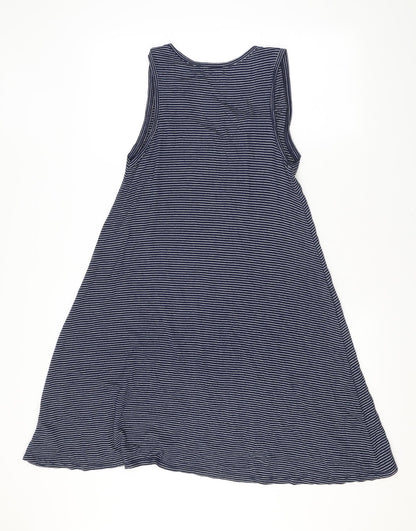Gap Womens Blue Striped Rayon Tank Dress Size S V-Neck Pullover