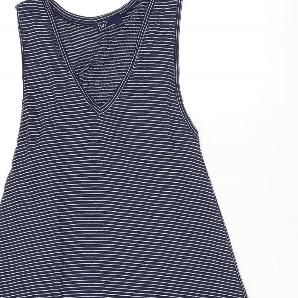 Gap Womens Blue Striped Rayon Tank Dress Size S V-Neck Pullover