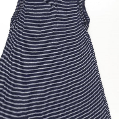 Gap Womens Blue Striped Rayon Tank Dress Size S V-Neck Pullover