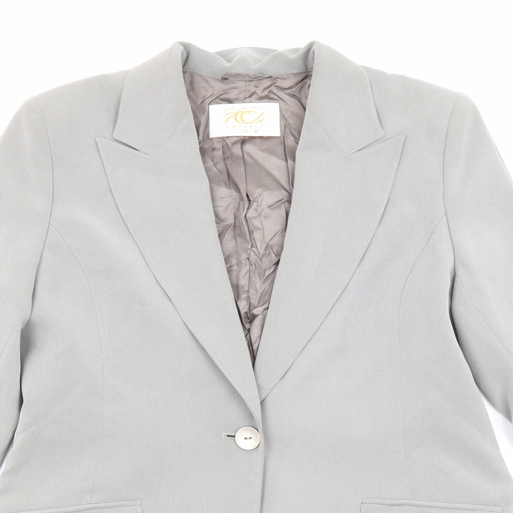 Country Casuals Womens Grey Polyester Jacket Suit Jacket Size 12