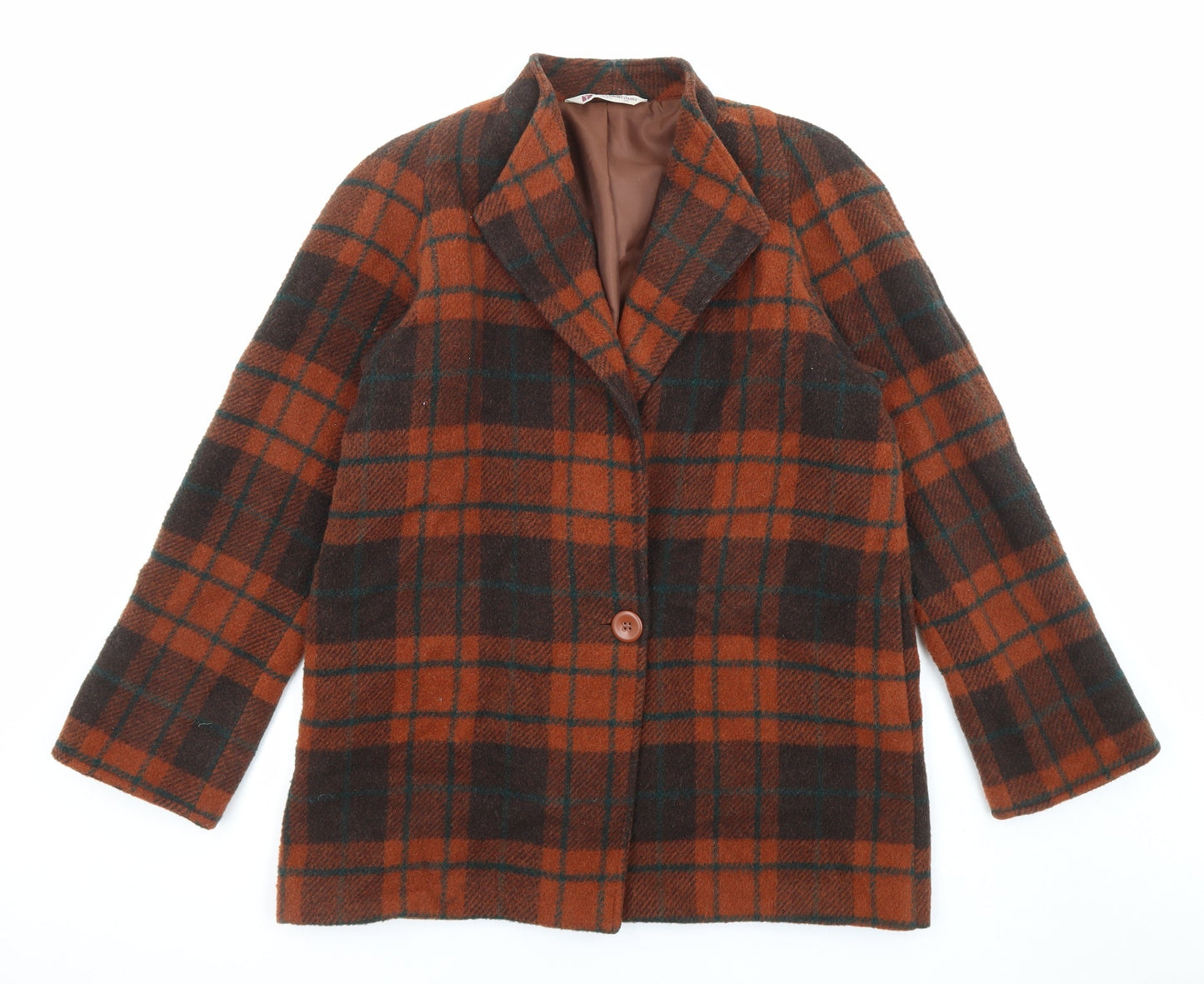 Yves Daincourt Womens Multicoloured Plaid Overcoat Coat Size 10 Button