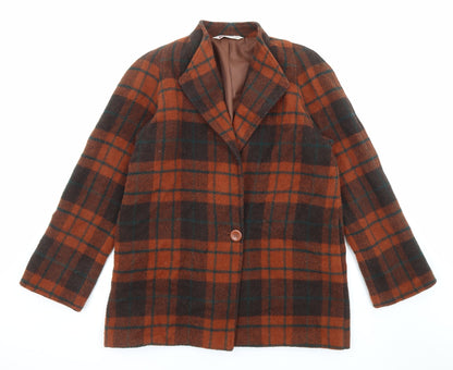 Yves Daincourt Womens Multicoloured Plaid Overcoat Coat Size 10 Button