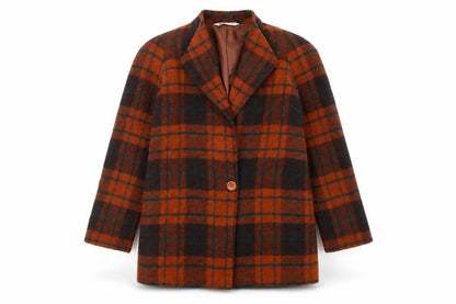 Yves Daincourt Womens Multicoloured Plaid Overcoat Coat Size 10 Button