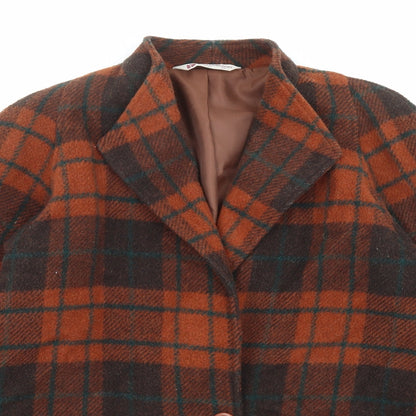 Yves Daincourt Womens Multicoloured Plaid Overcoat Coat Size 10 Button