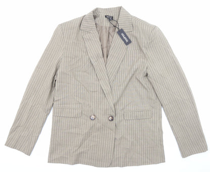 Boohoo Womens Beige Striped Polyester Jacket Suit Jacket Size 10