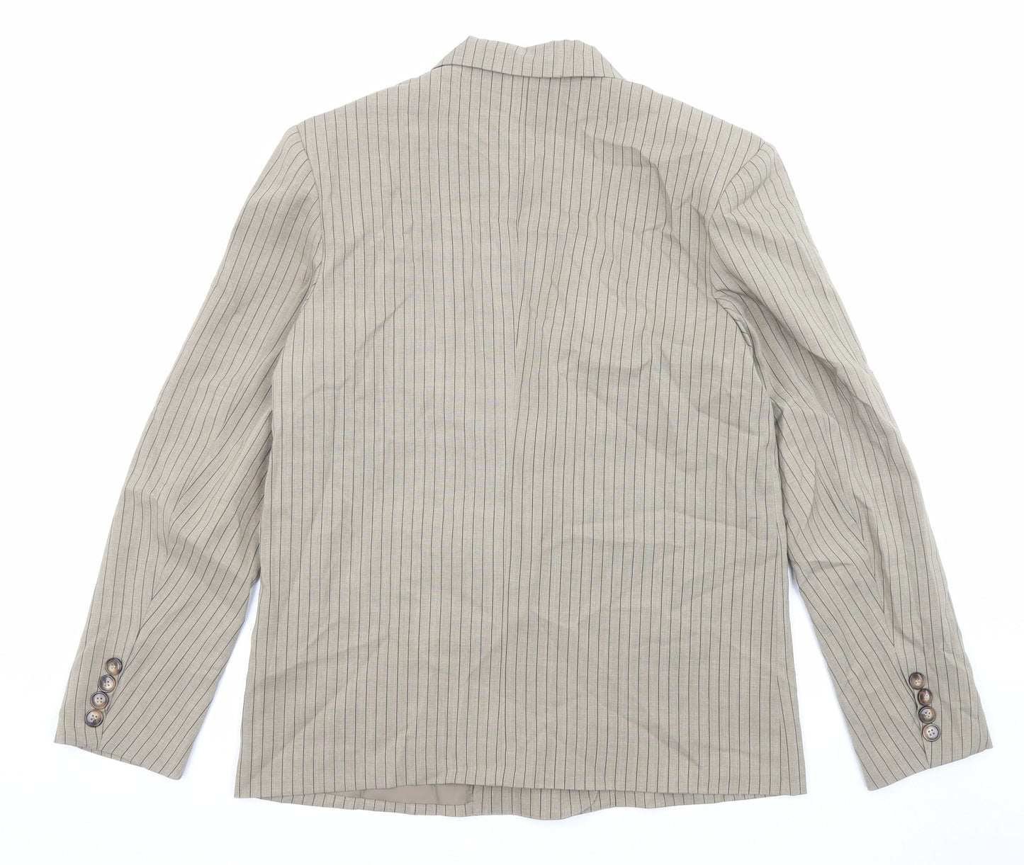 Boohoo Womens Beige Striped Polyester Jacket Suit Jacket Size 10