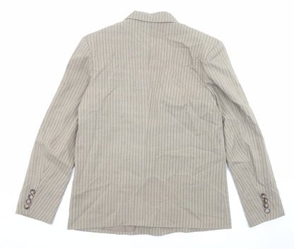 Boohoo Womens Beige Striped Polyester Jacket Suit Jacket Size 10