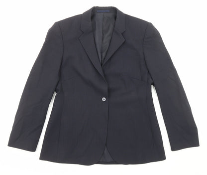 NEXT Womens Black Striped Wool Jacket Blazer Size 12