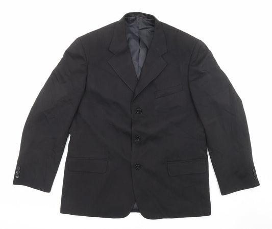 Armando Mens Black Polyester Jacket Suit Jacket Size 42 Regular