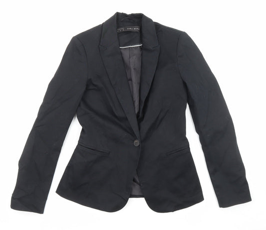 Zara Womens Black Cotton Jacket Blazer Size S