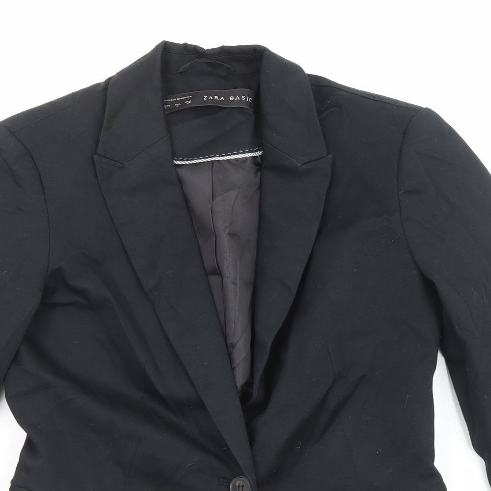 Zara Womens Black Cotton Jacket Blazer Size S