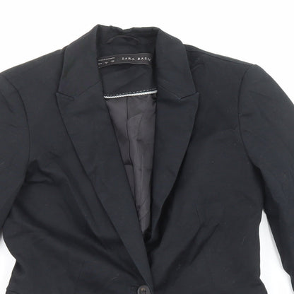 Zara Womens Black Cotton Jacket Blazer Size S