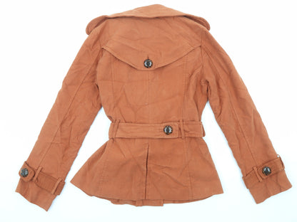 Principles Womens Orange Puffer Jacket Coat Size 10 Button