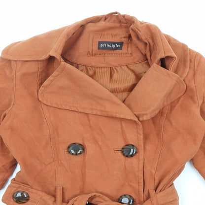 Principles Womens Orange Puffer Jacket Coat Size 10 Button