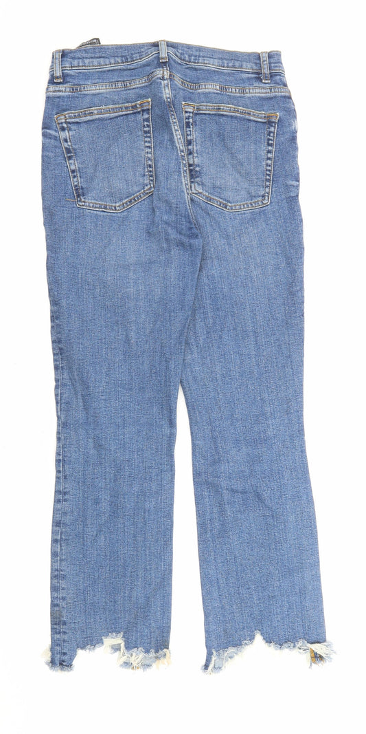 Zara Womens Blue Cotton Bootcut Jeans Size 10 L26 in Regular Zip