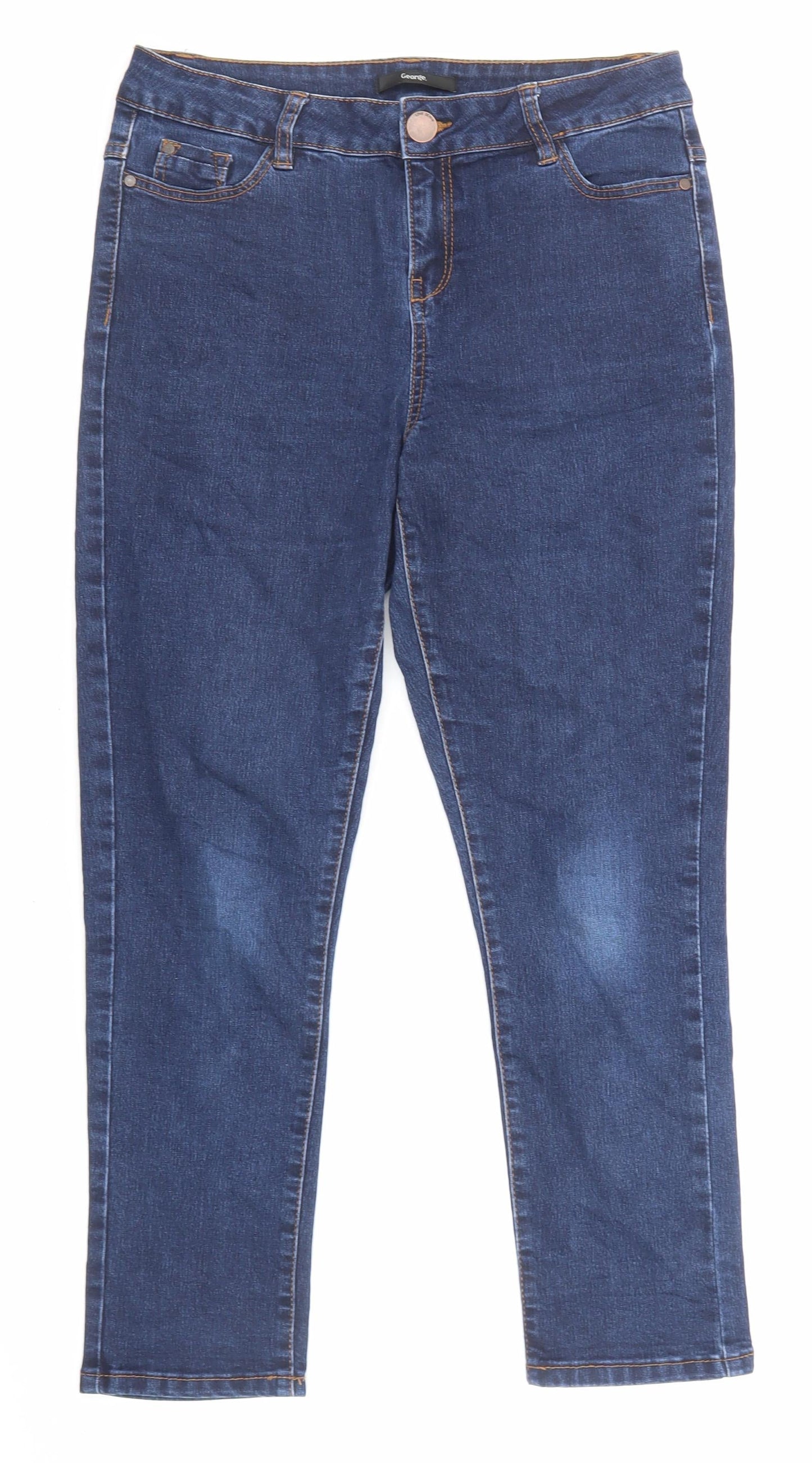 George Womens Blue Cotton Straight Jeans Size 10 L23 in Regular Zip