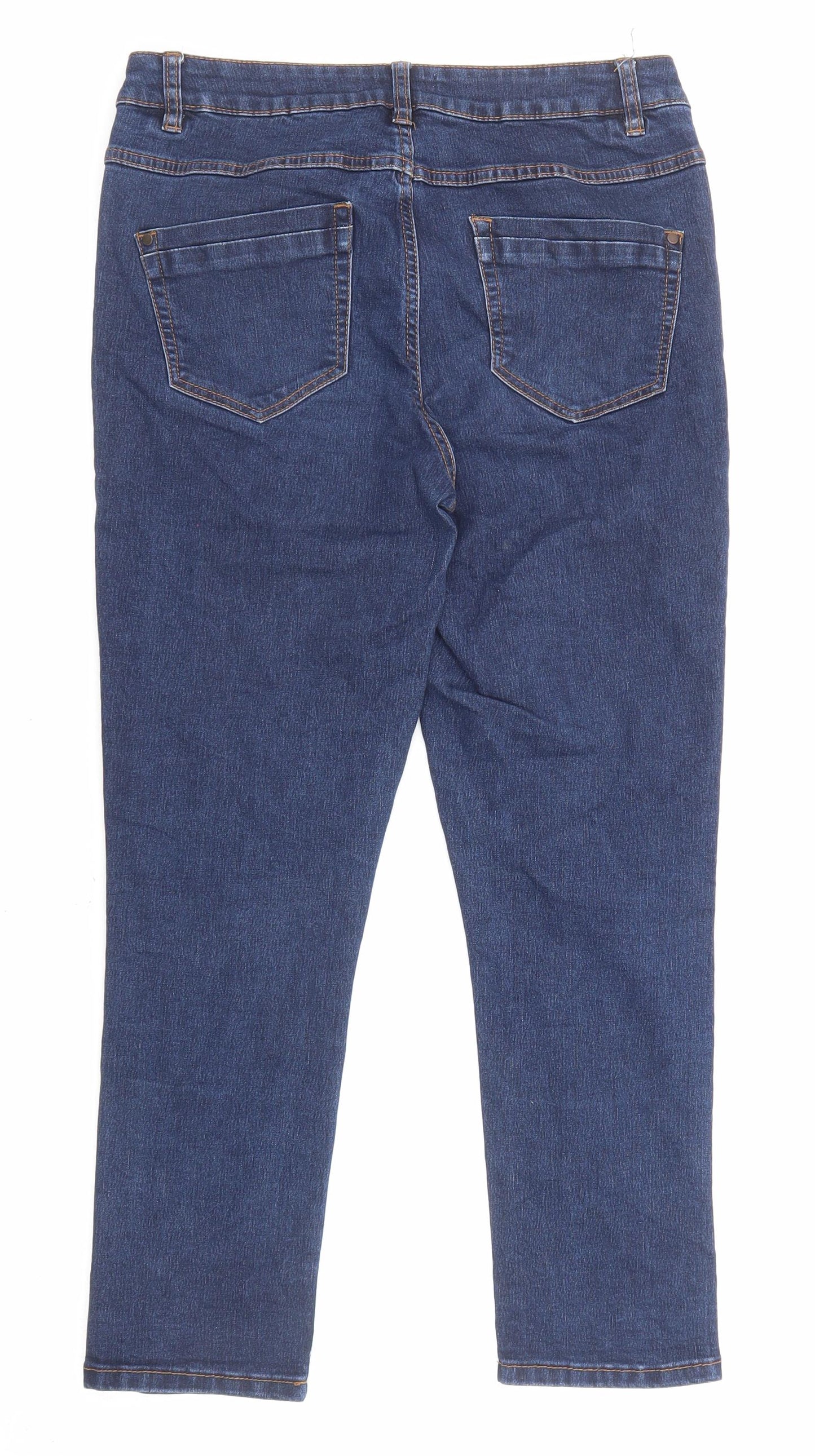 George Womens Blue Cotton Straight Jeans Size 10 L23 in Regular Zip