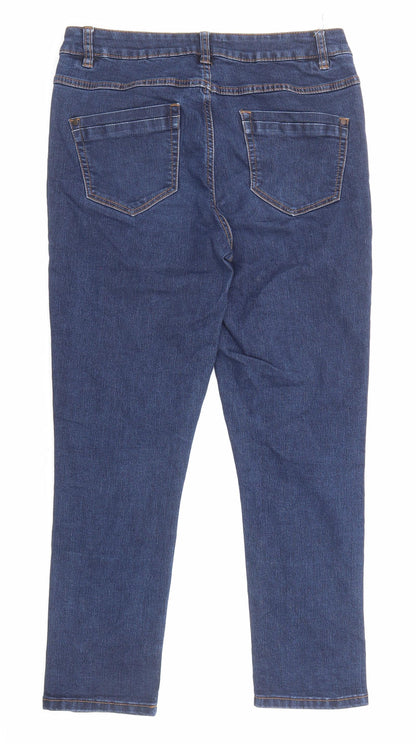 George Womens Blue Cotton Straight Jeans Size 10 L23 in Regular Zip