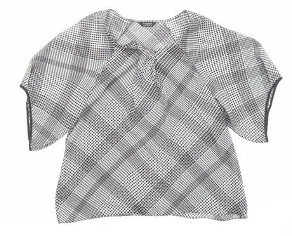 Autograph Womens Black Geometric Polyester Basic Blouse Size 18 Crew Neck