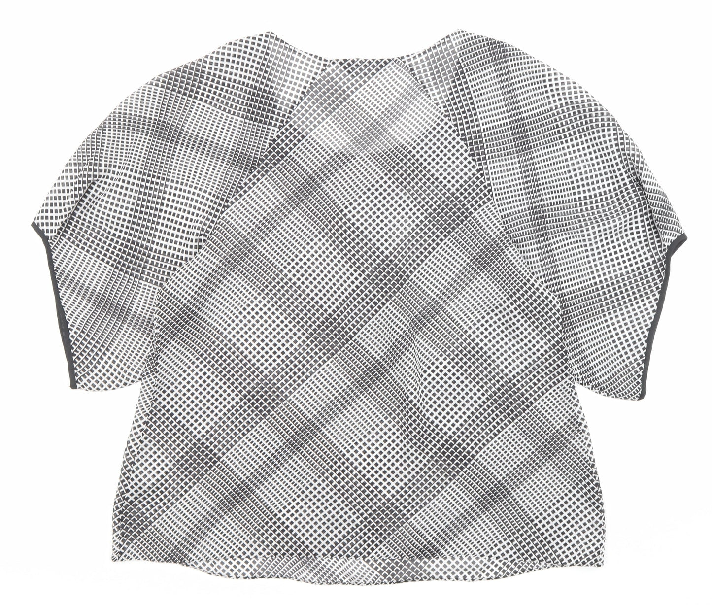 Autograph Womens Black Geometric Polyester Basic Blouse Size 18 Crew Neck