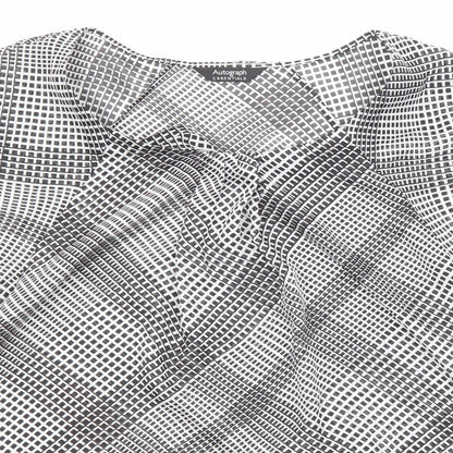 Autograph Womens Black Geometric Polyester Basic Blouse Size 18 Crew Neck
