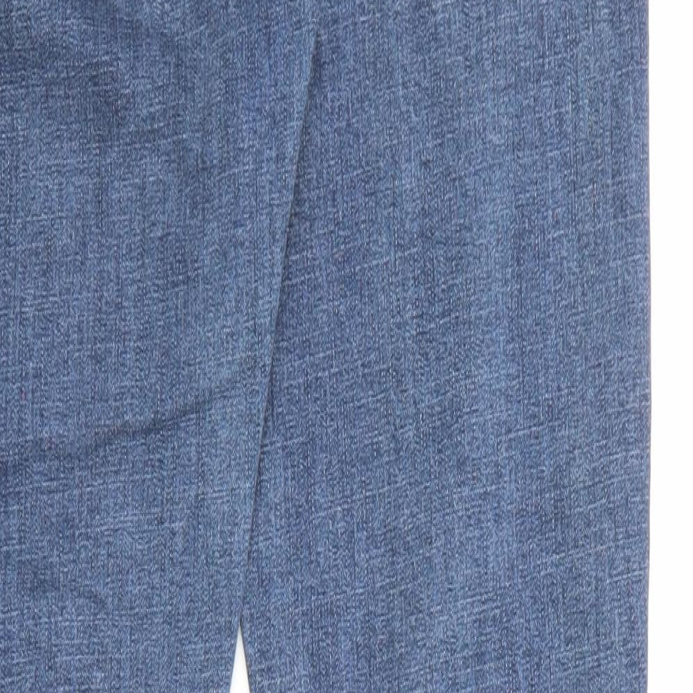 PRETTYLITTLETHING Womens Blue Cotton Straight Jeans Size 10 L30 in Regular Zip - Slit Leg