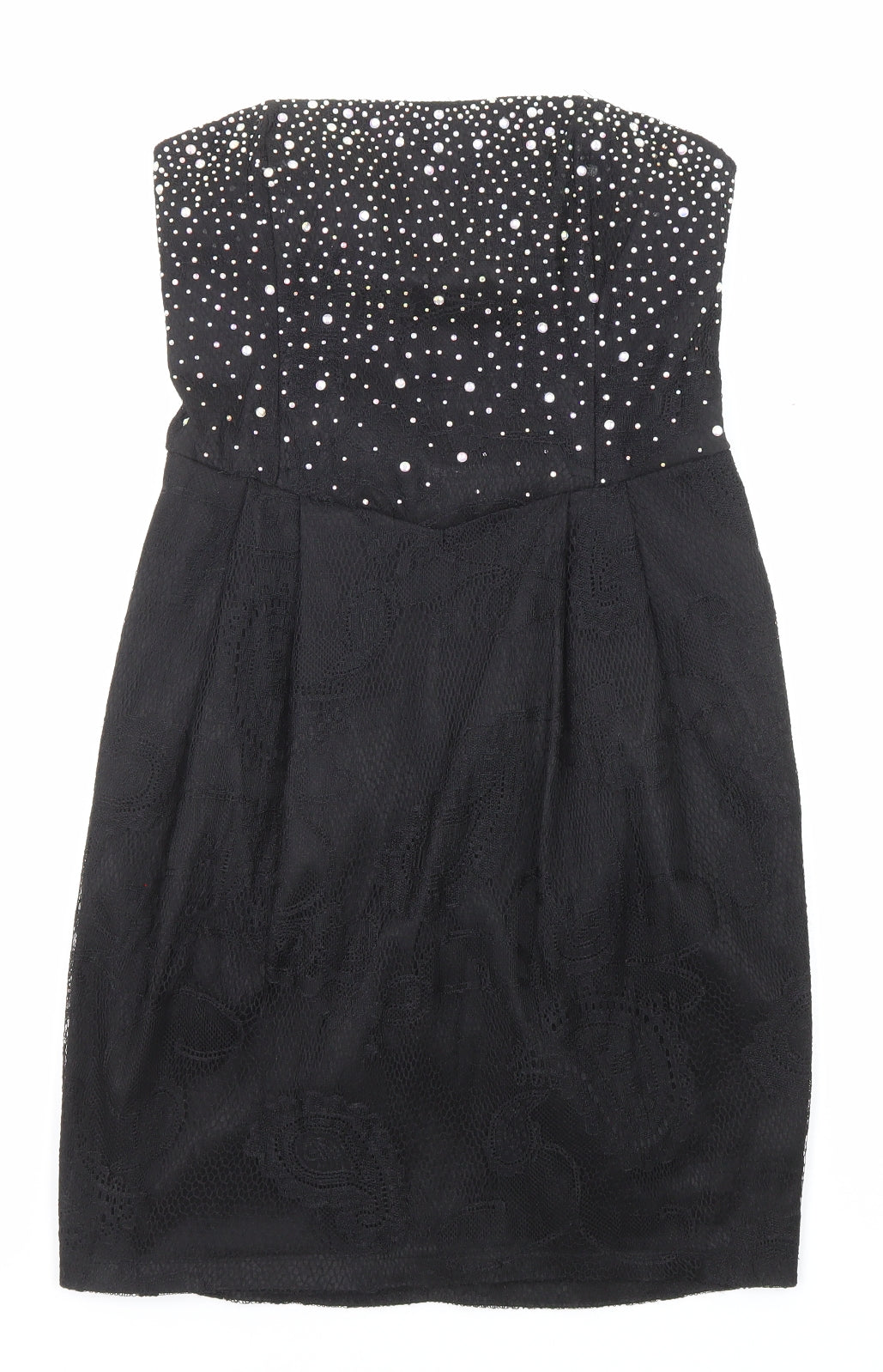 Pink Boom Womens Black Polyester A-Line Size L Off the Shoulder Zip - Jewels