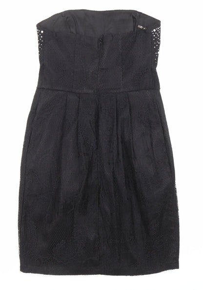 Pink Boom Womens Black Polyester A-Line Size L Off the Shoulder Zip - Jewels