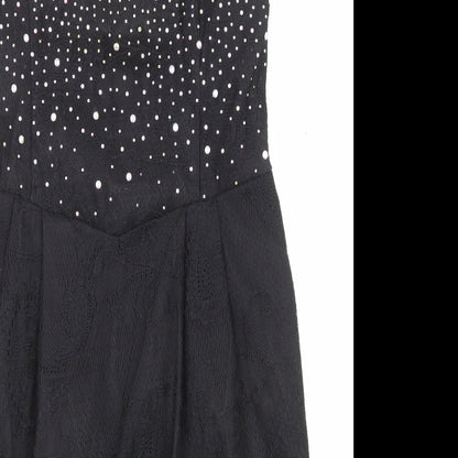 Pink Boom Womens Black Polyester A-Line Size L Off the Shoulder Zip - Jewels