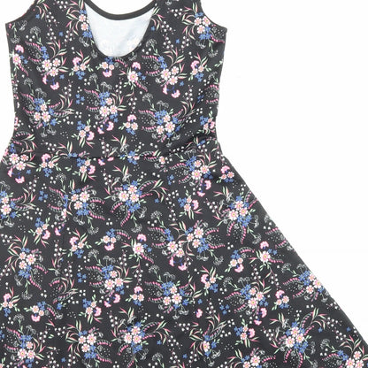 Divided by H&M Womens Black Fair Isle Polyester Fit & Flare Size 8 Roll Neck Pullover