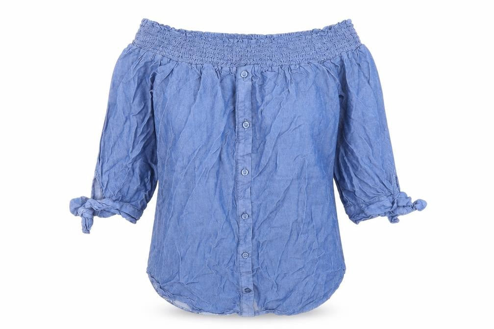 Womens UK Size 8 Miss Selfridge Blue Basic Button-Up