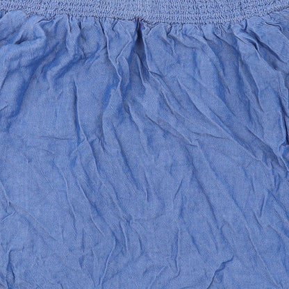 Miss Selfridge Womens Blue Viscose Basic Button-Up Size 8 Off the Shoulder - Tie sleeves