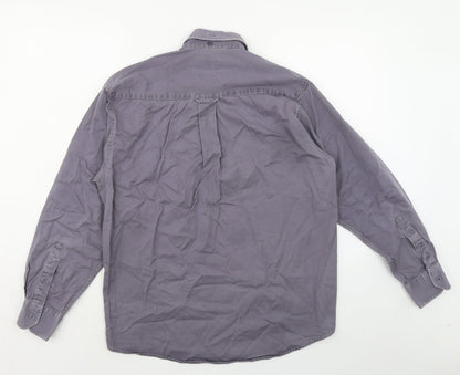 Zantos Mens Grey Cotton Button-Up Size M Collared Button - Button down collar