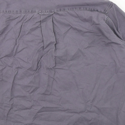 Zantos Mens Grey Cotton Button-Up Size M Collared Button - Button down collar