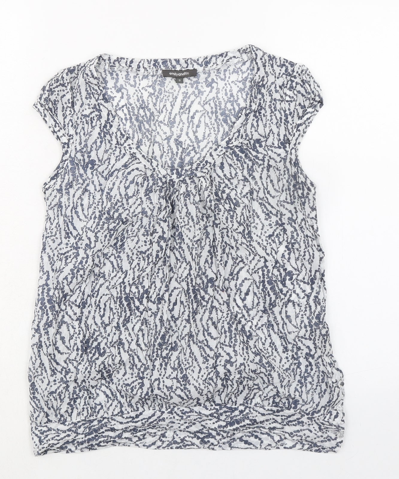Emily and Fin Womens Grey Geometric 100% Cotton Basic Blouse Size S Scoop Neck - Spotty