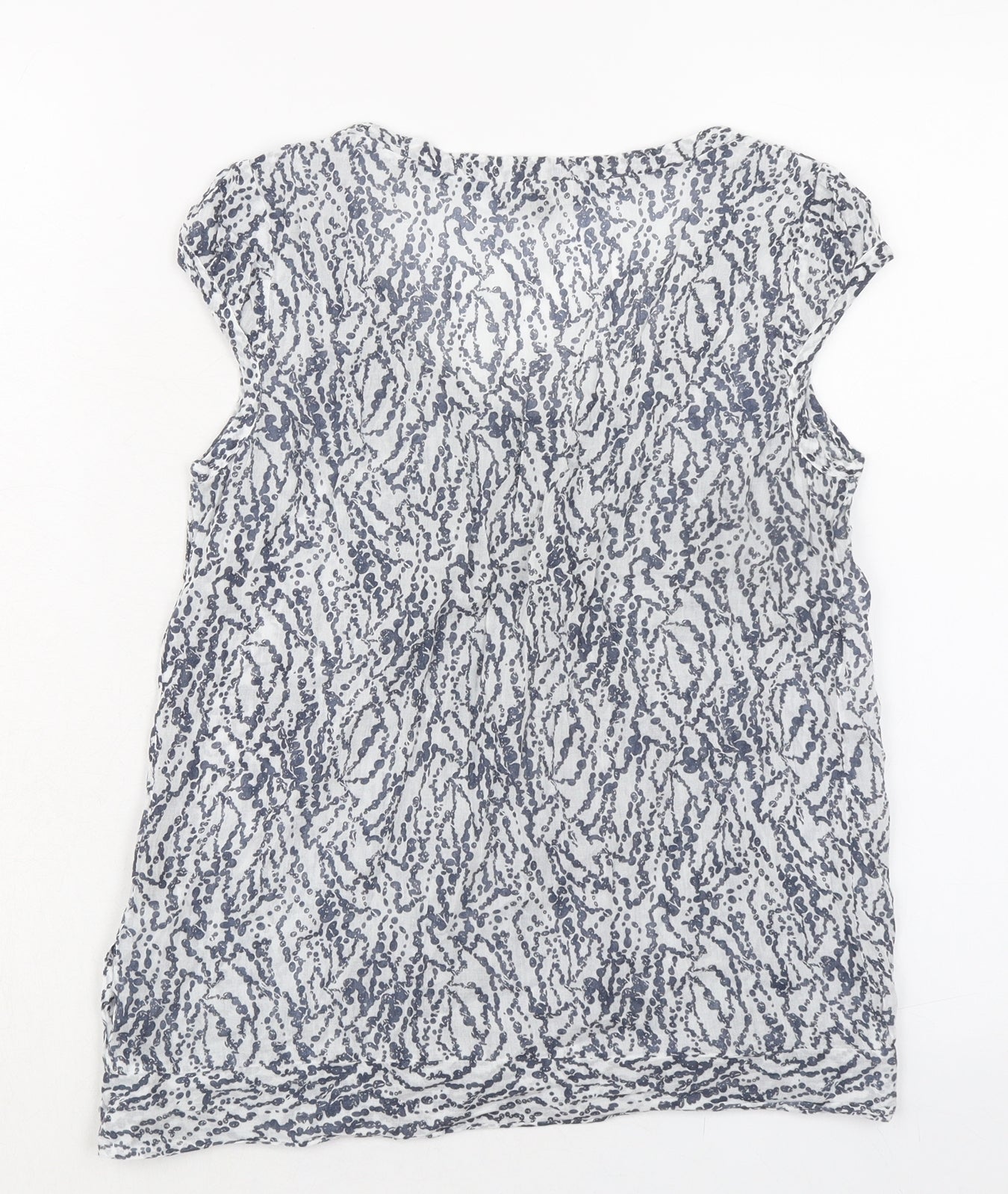 Emily and Fin Womens Grey Geometric 100% Cotton Basic Blouse Size S Scoop Neck - Spotty