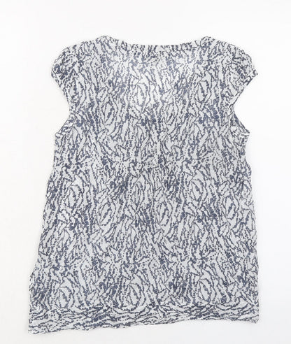 Emily and Fin Womens Grey Geometric 100% Cotton Basic Blouse Size S Scoop Neck - Spotty