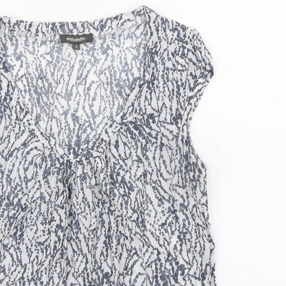 Emily and Fin Womens Grey Geometric 100% Cotton Basic Blouse Size S Scoop Neck - Spotty