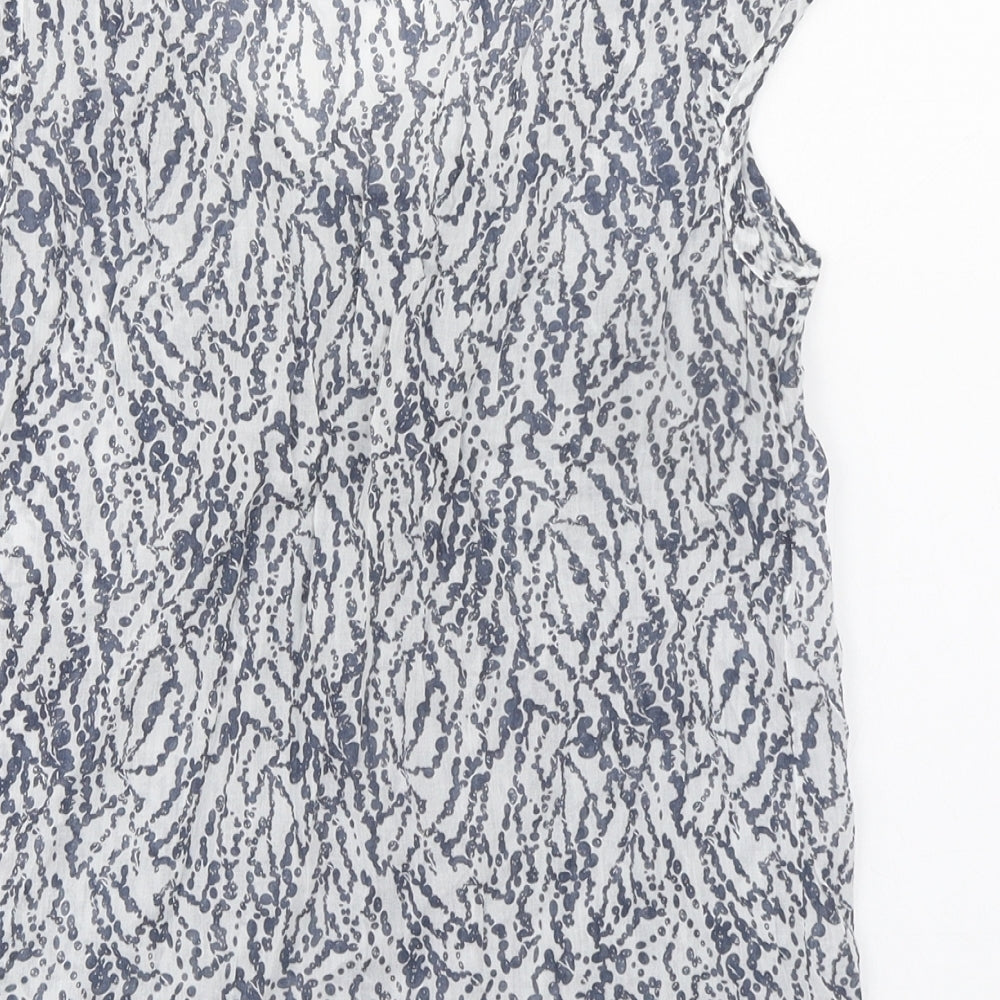 Emily and Fin Womens Grey Geometric 100% Cotton Basic Blouse Size S Scoop Neck - Spotty