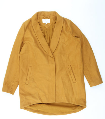 VILA Womens Yellow Overcoat Coat Size 8 Snap