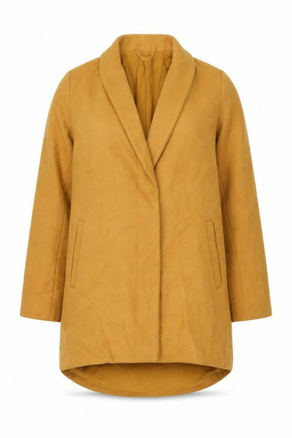 VILA Womens Yellow Overcoat Coat Size 8 Snap