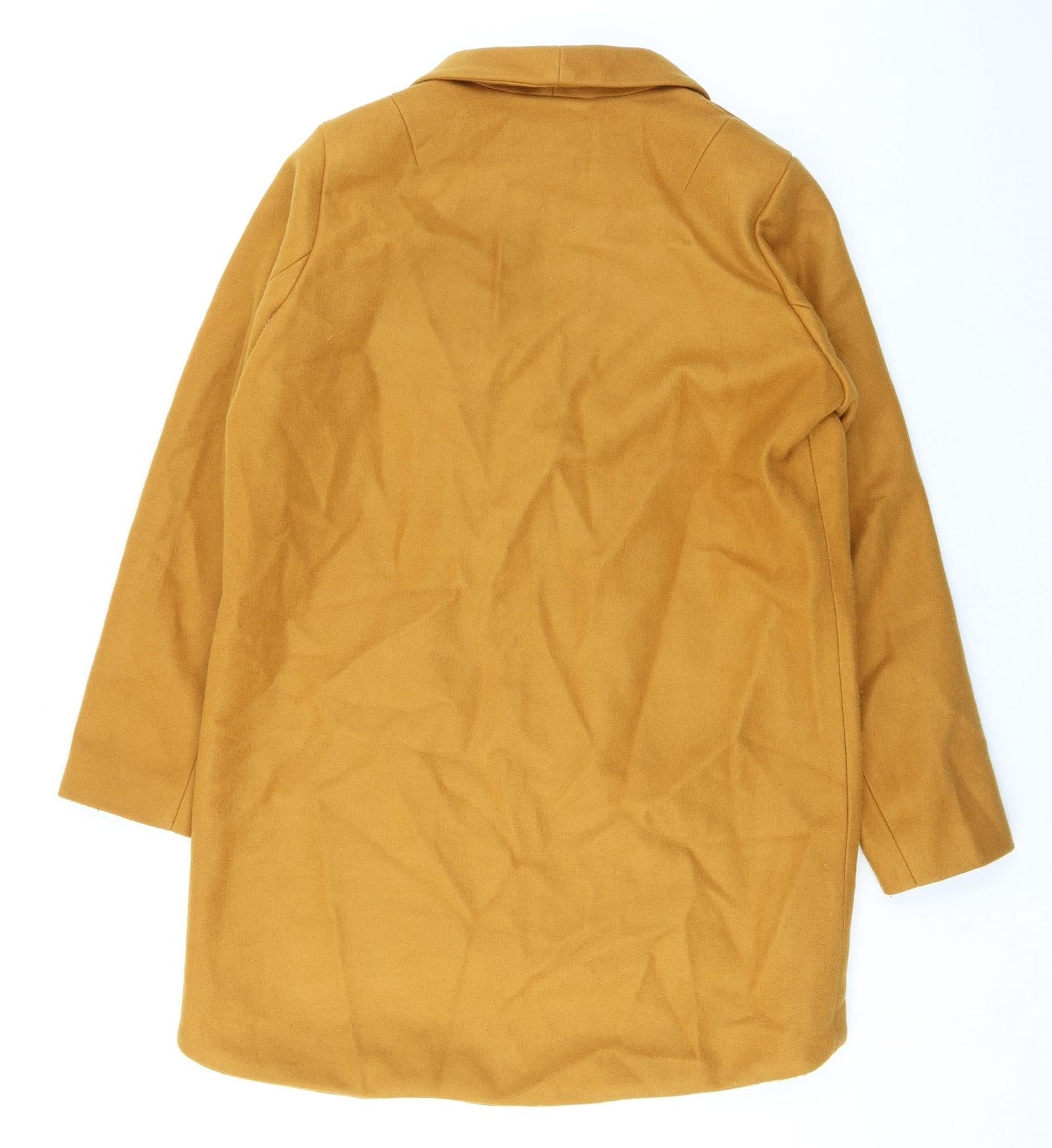 VILA Womens Yellow Overcoat Coat Size 8 Snap
