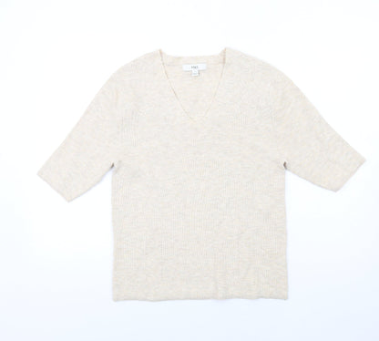Womens UK Size L Marks and Spencer Beige Basic T-Shirt