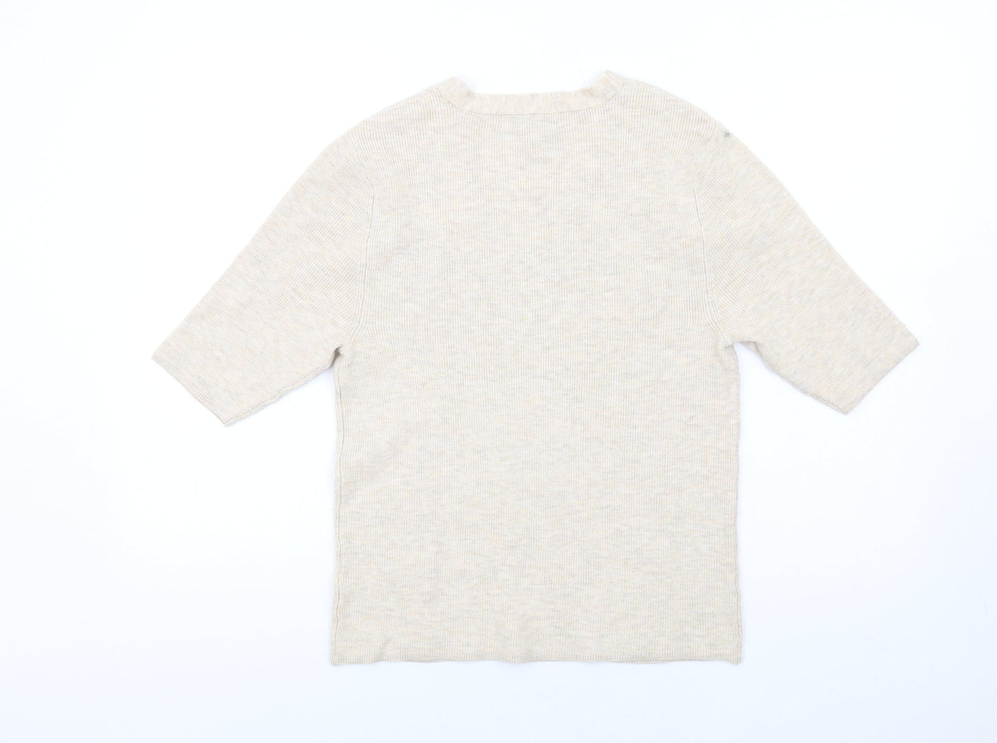 Womens UK Size L Marks and Spencer Beige Basic T-Shirt