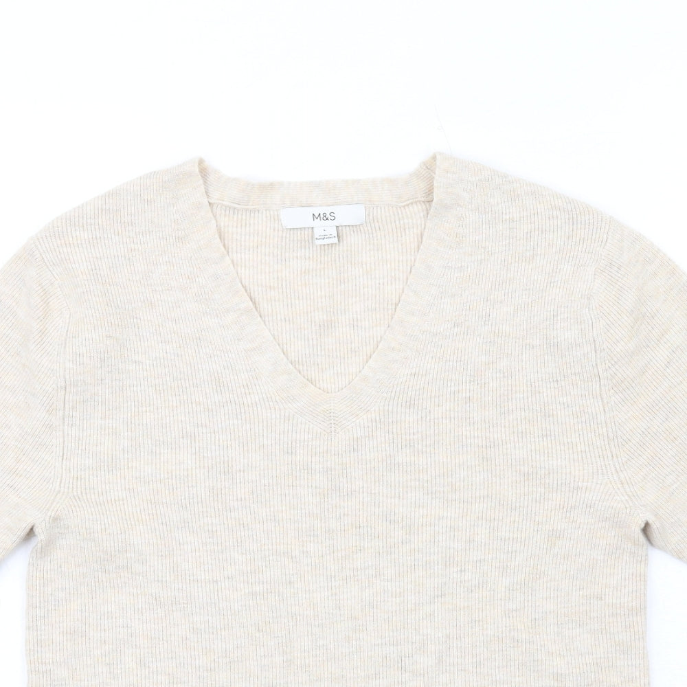 Womens UK Size L Marks and Spencer Beige Basic T-Shirt