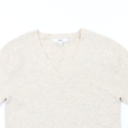 Womens UK Size L Marks and Spencer Beige Basic T-Shirt