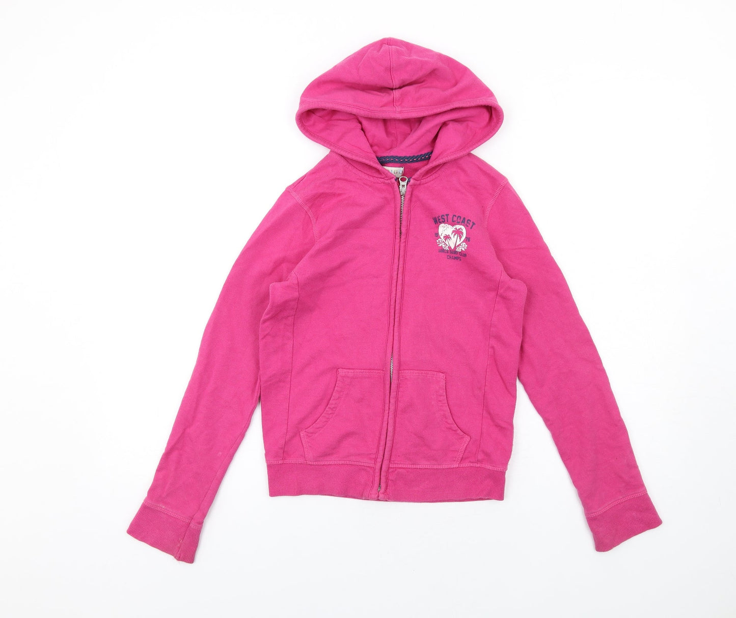 Indigo Girls Pink Cotton Full Zip Hoodie Size 11-12 Years Zip