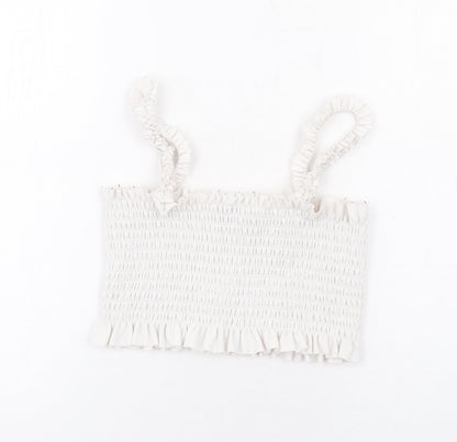 Womens UK Size M PRETTYLITTLETHING White Cropped Tank