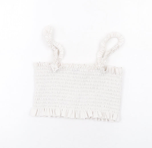 Womens UK Size M PRETTYLITTLETHING White Cropped Tank