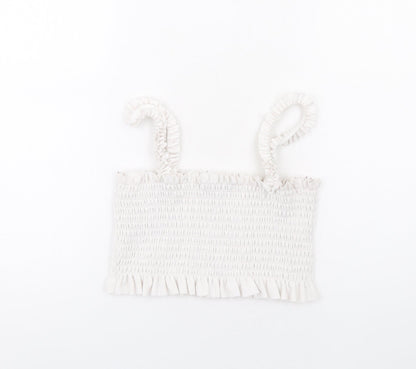 Womens UK Size M PRETTYLITTLETHING White Cropped Tank